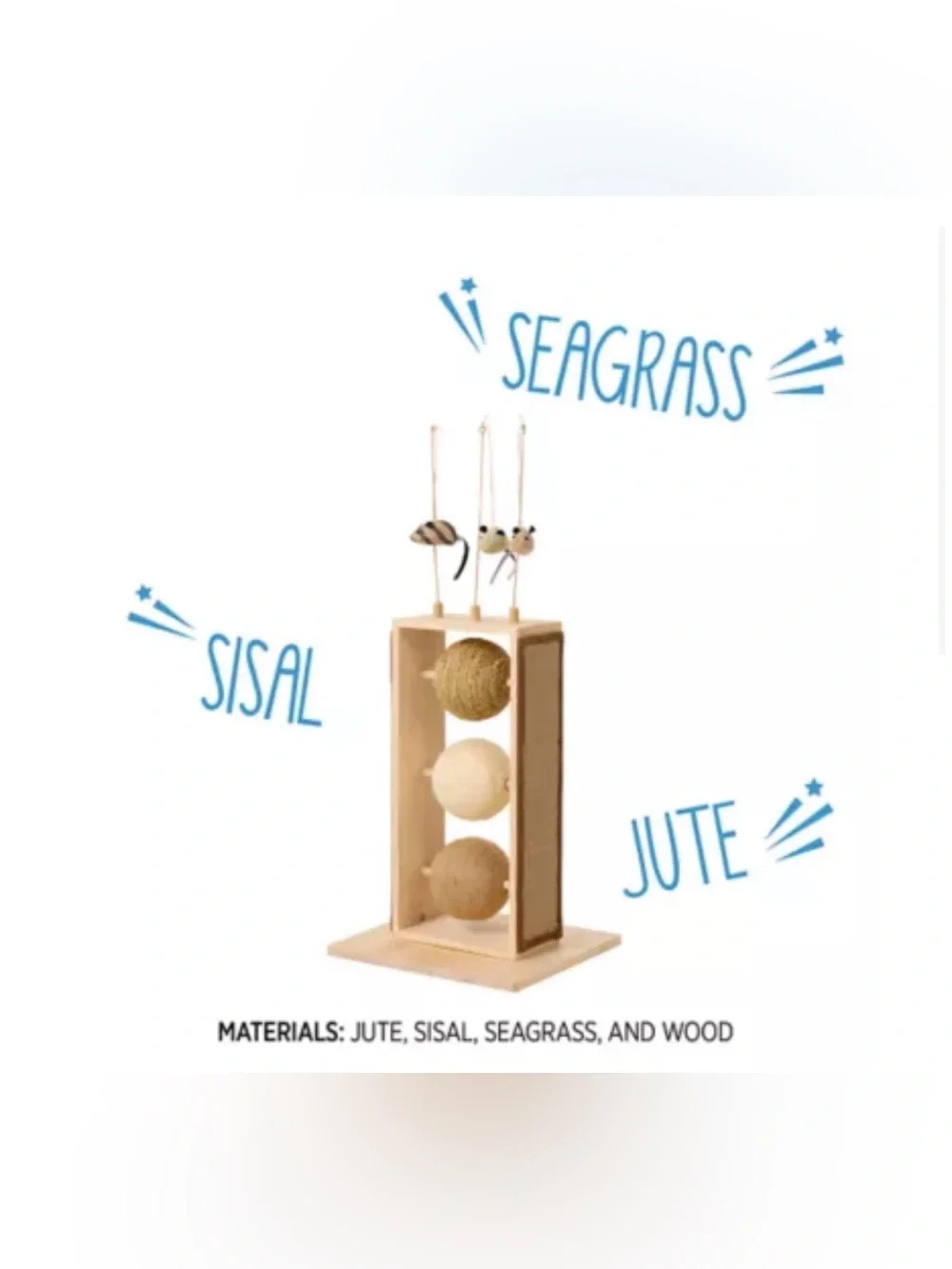 Whisker City 27.5-in Ball & Mouse Toy Cat Scratcher Post, Jute, Sisal, Seagrass
